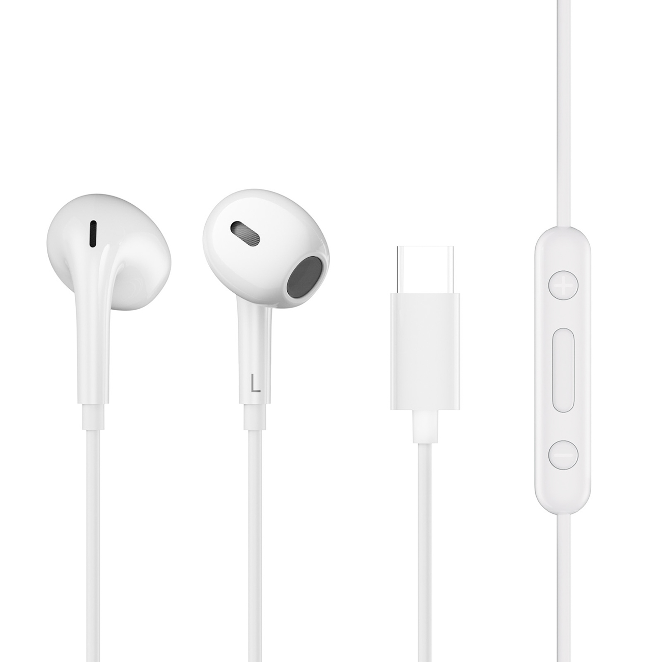 QCY LH1 laidinės ausinės su nuotolinio valdymo pultu ir mikrofonu 1,15 m - baltos spalvos
