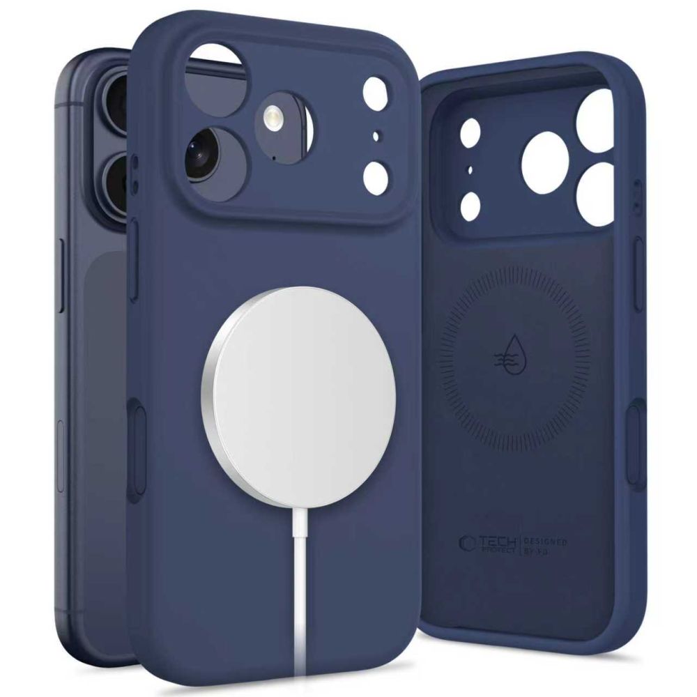Tech-Protect Silicone MagSafe deklas iPhone 17 Pro Max - tamsiai melynas