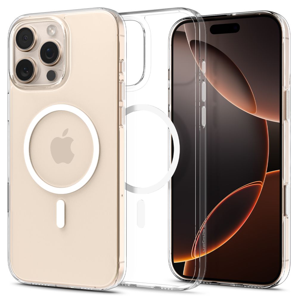Spigen Thin Fit MagSafe deklas, skirtas iPhone 16 Pro - Skaidrus ir baltas