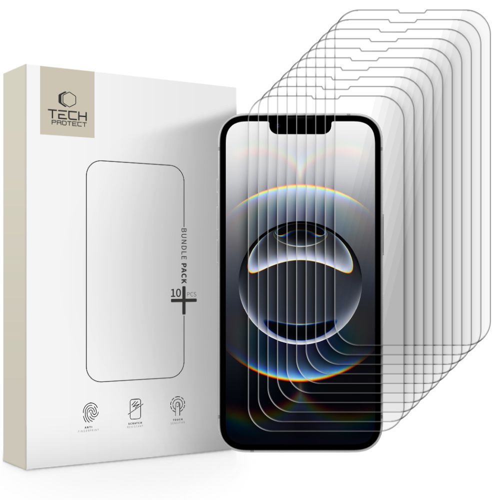 Tech-Protect grudintu stiklu rinkinys 10 vnt. iPhone 13 / 13 Pro / 14 / 16E
