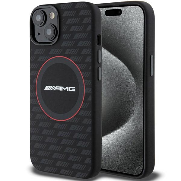 Mercedes AMG silikoninis Carbon Pattern MagSafe dėklas iPhone 13 / 14 / 15 juodas
