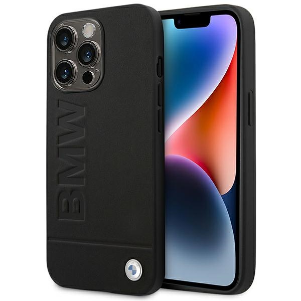 BMW Leather Stamp deklas, skirtas iPhone 14 Pro - Juodas