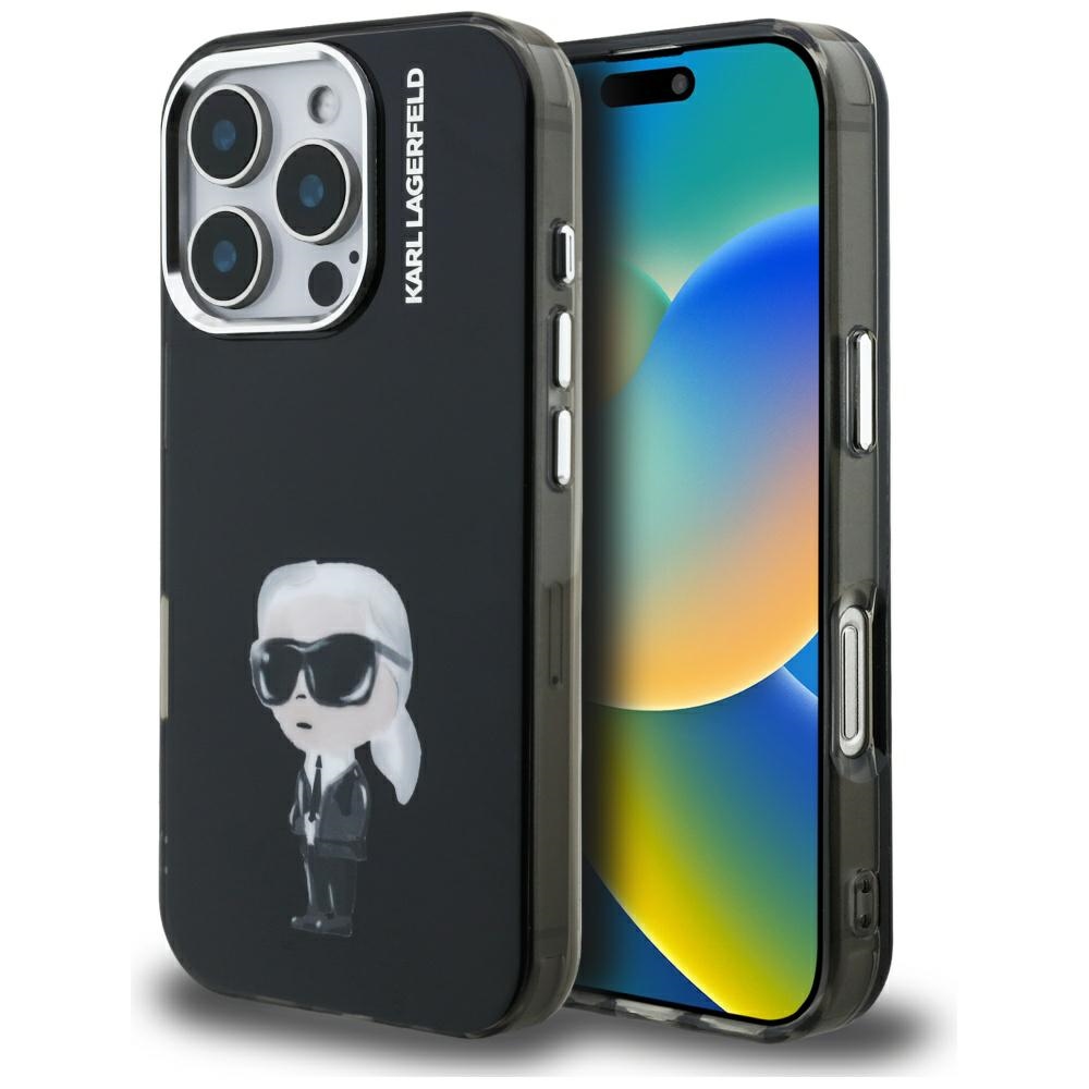Karl Lagerfeld IML Aquarelle Karl & Logo MagSafe Case for iPhone 16 Pro Max - Black