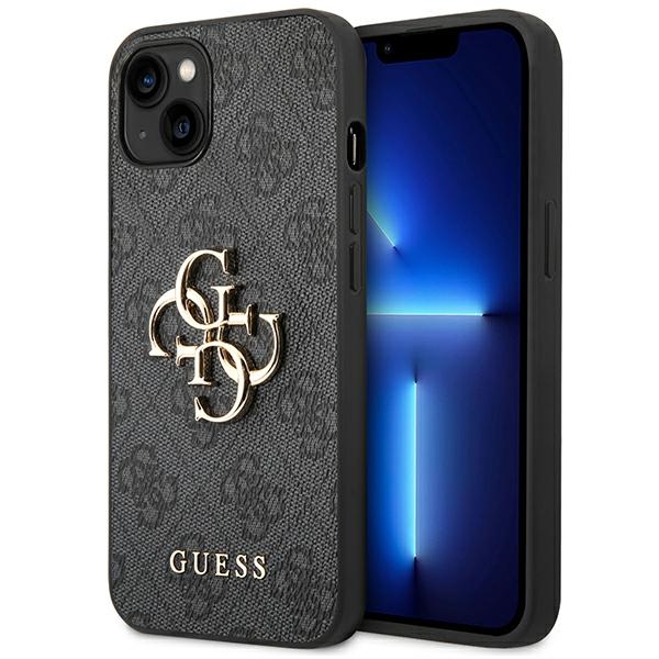 Guess 4G Big Metal Logo dėklas iPhone 14 / 15 Plus pilkas
