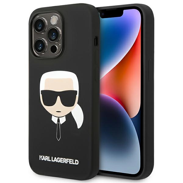 Karl Lagerfeld silikoninis Karl's Head dėklas iPhone 14 Pro Max juodas