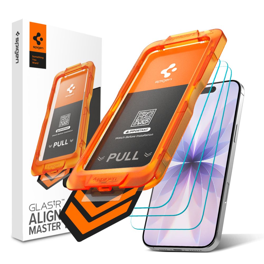 Spigen Glas.tR AlignMaster Slim 3 grūdintų apsauginių ekrano stiklų rinkinys, skirtas iPhone 17