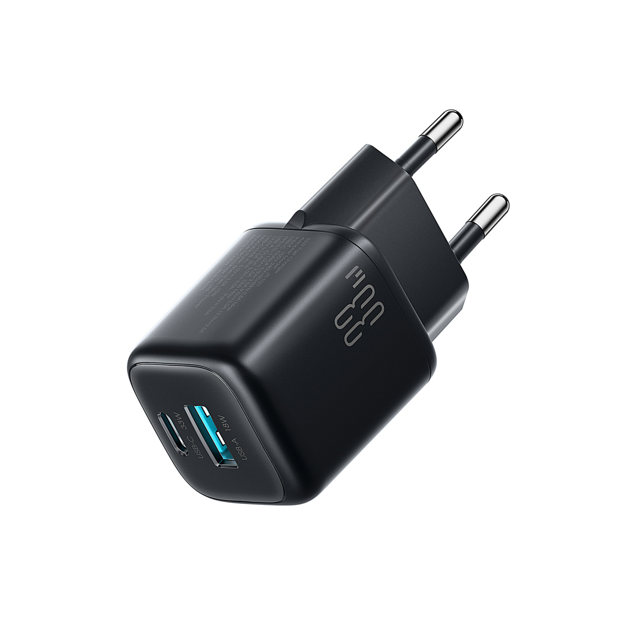 Joyroom JR-TG7 33W USB-A + USB-C sieninis įkroviklis su 60W USB-C į USB-C 1m laidu juodas