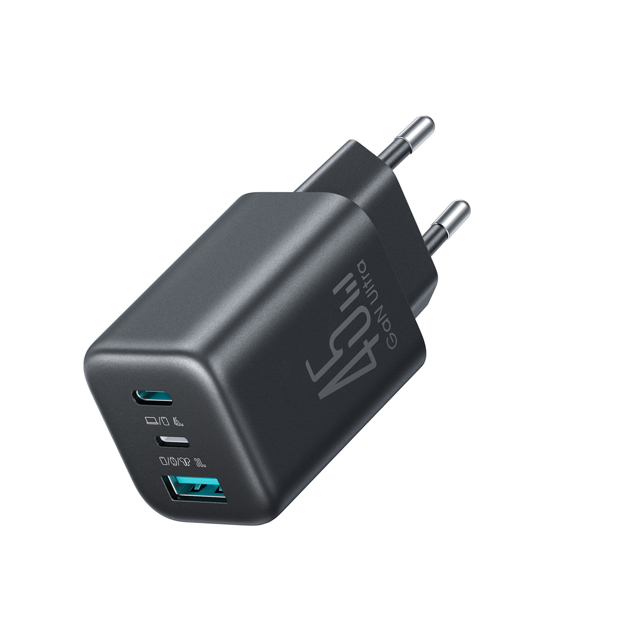 Joyroom JR-TO1 GaN 45W USB-C Lightning USB-A sieninis įkroviklis juodas