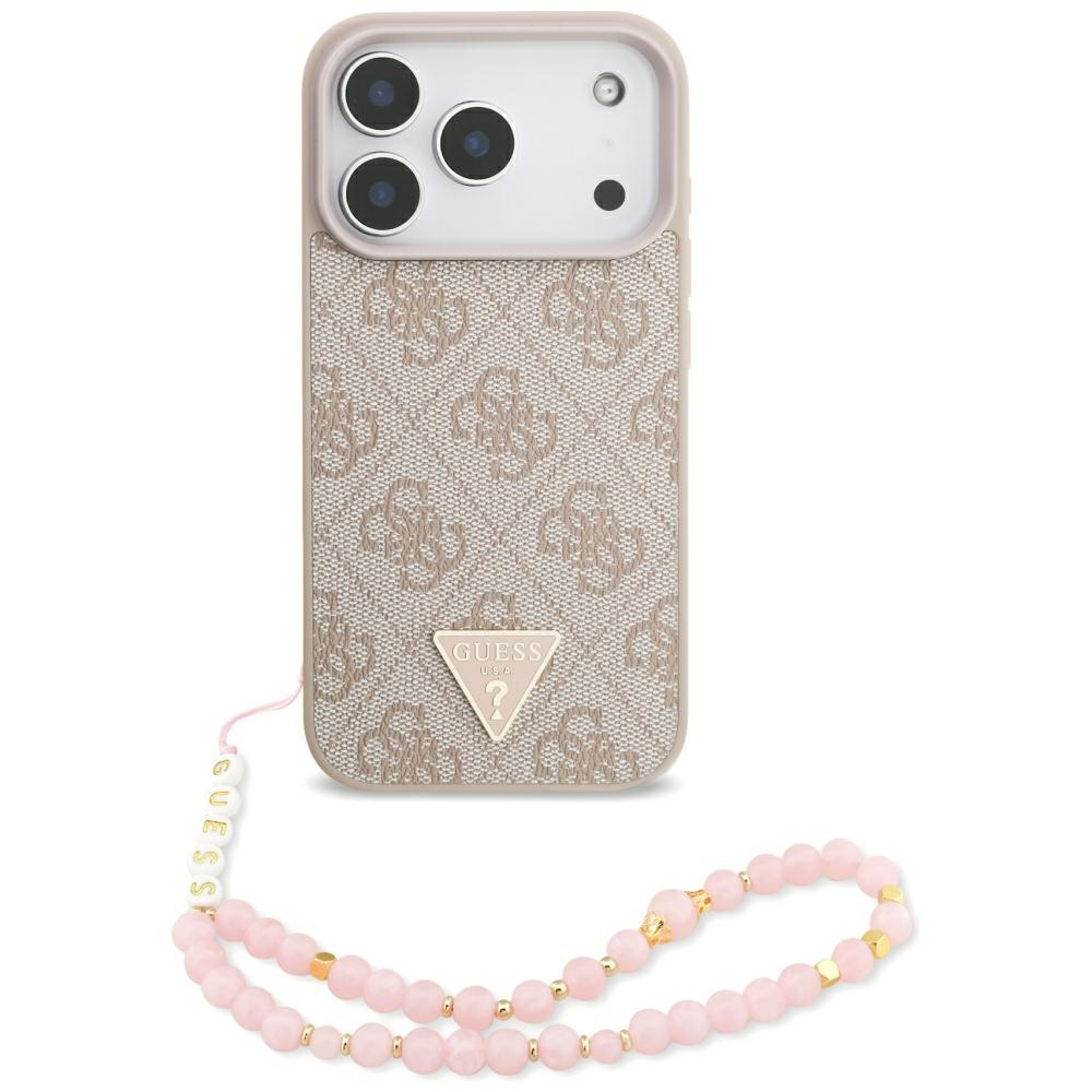 Guess 4G Dirželis Triangle Logo MagSafe Dėklas for iPhone 17 Pro - rožinis