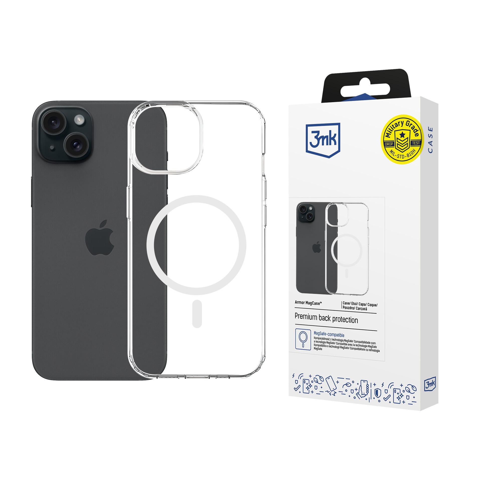 "3mk Armor Magcase" dėklas "iPhone 15 Plus" - skaidrus
