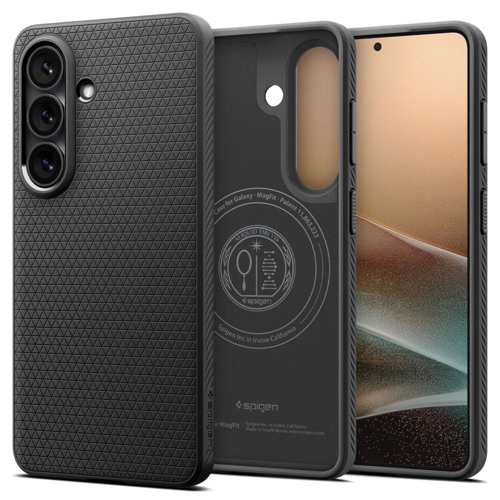 SPIGEN dėklas LIQUID AIR MAG, suderinamas su MagSafe, skirtas SAMSUNG S26, matinis, juodas