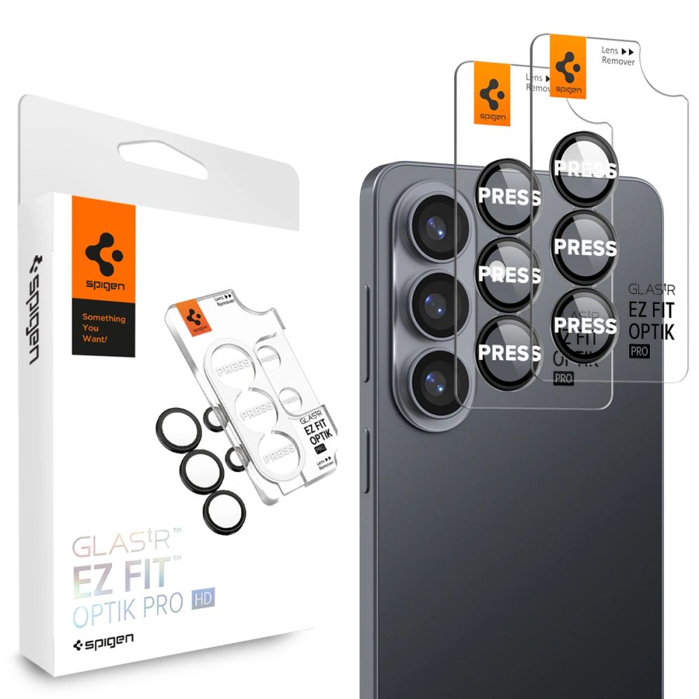 Spigen Glas.Tr Ez Fit Optik Pro HD Kameros apsauga 2-pack skirtas Samsung Galaxy S26+ - juodas