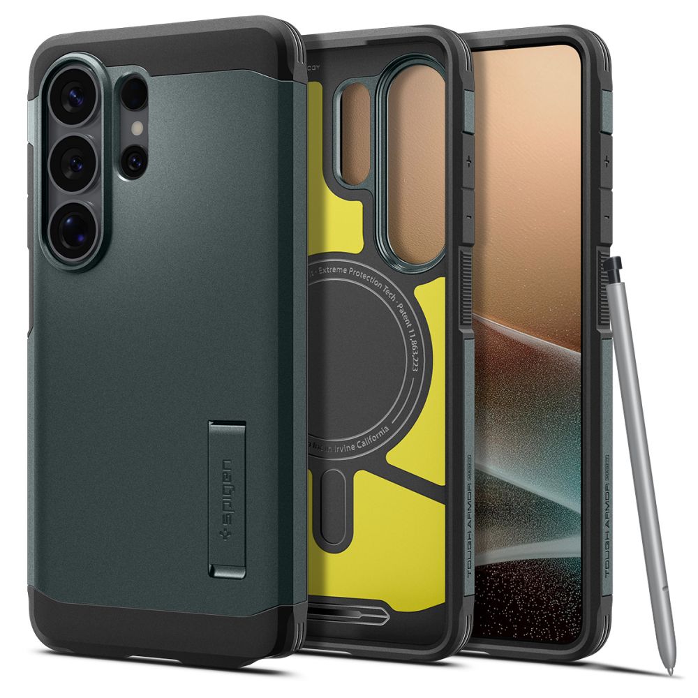 Spigen Tough Armor Mag MagSafe dėklas skirtas Samsung Galaxy S26 Ultra - žalias