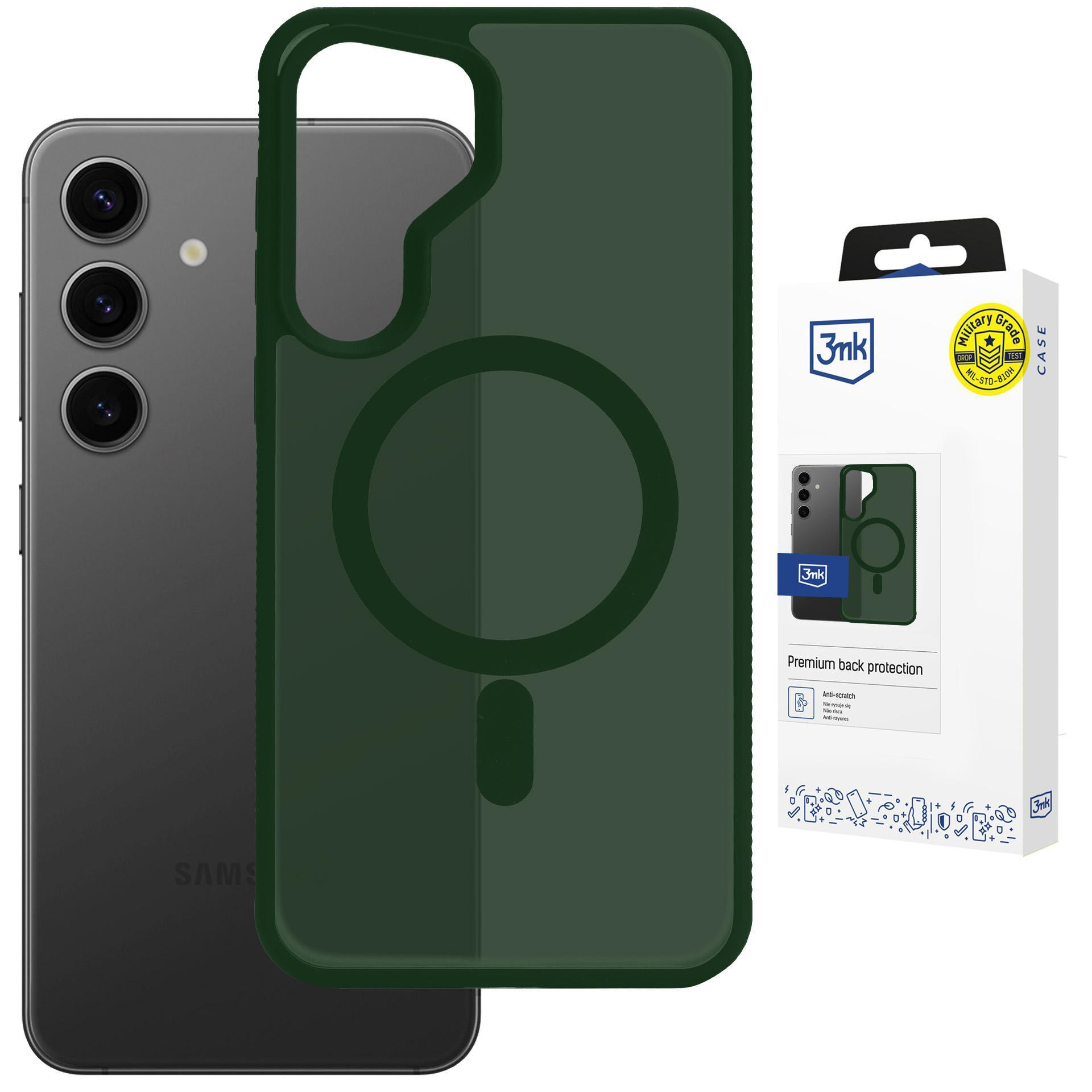 "3mk Smoke MagCase" dėklas, skirtas "Samsung Galaxy S25" - žalias permatomas