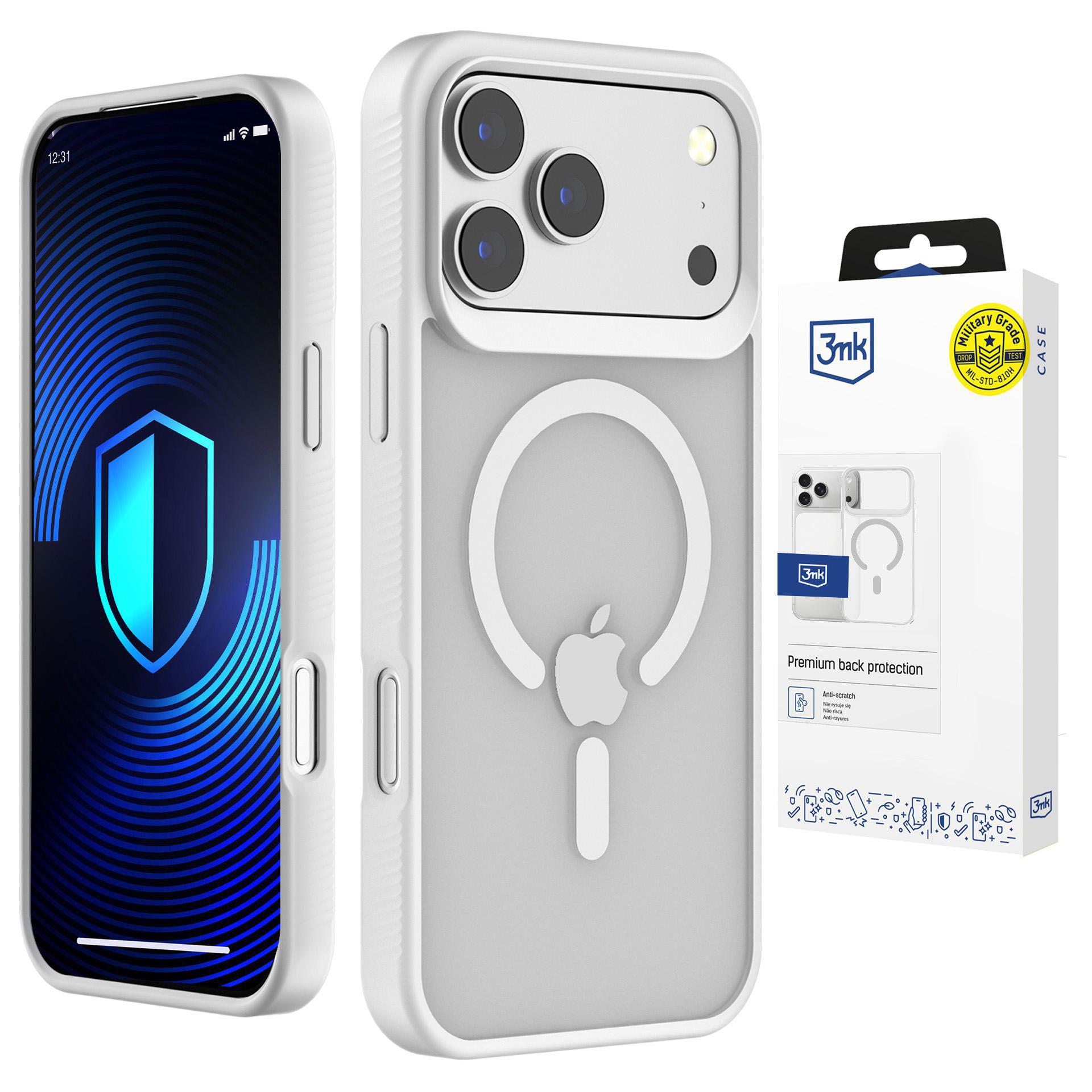 "3mk Smoke MagCase" dėklas "iPhone 17 Pro" - baltos spalvos permatomas