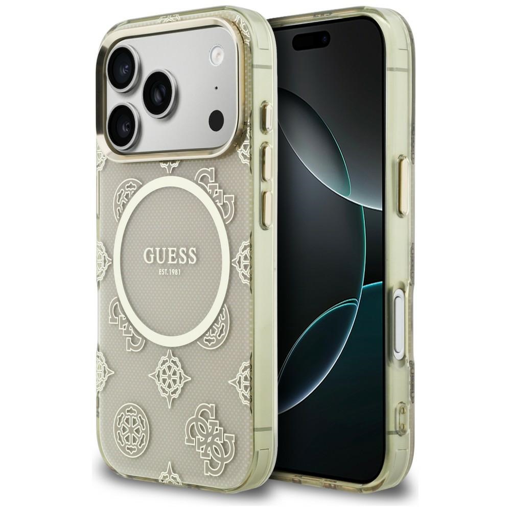 Guess IML Peony Dot MagSafe Dėklas for iPhone 17 Pro - smėlinis
