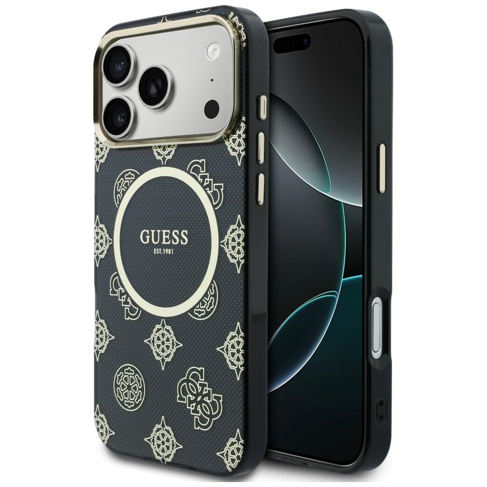 Guess IML Peony Dot MagSafe Dėklas for iPhone 17 Pro Max - juodas