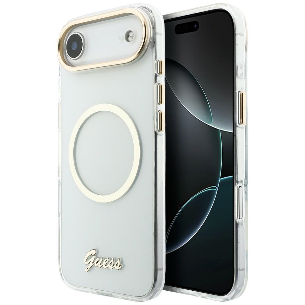 Guess IML Script Metal MagSafe Dėklas for iPhone Air - Clear