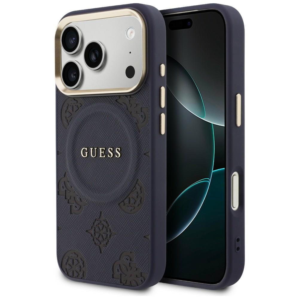 Guess Peony Hot Stamp MagSafe Dėklas for iPhone 17 Pro - mėlynas