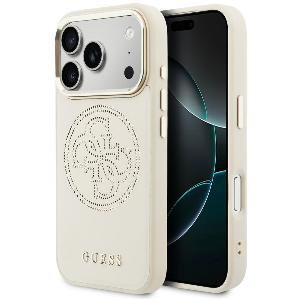 Guess Perforated 4G MagSafe Dėklas for iPhone 17 Pro - smėlinis