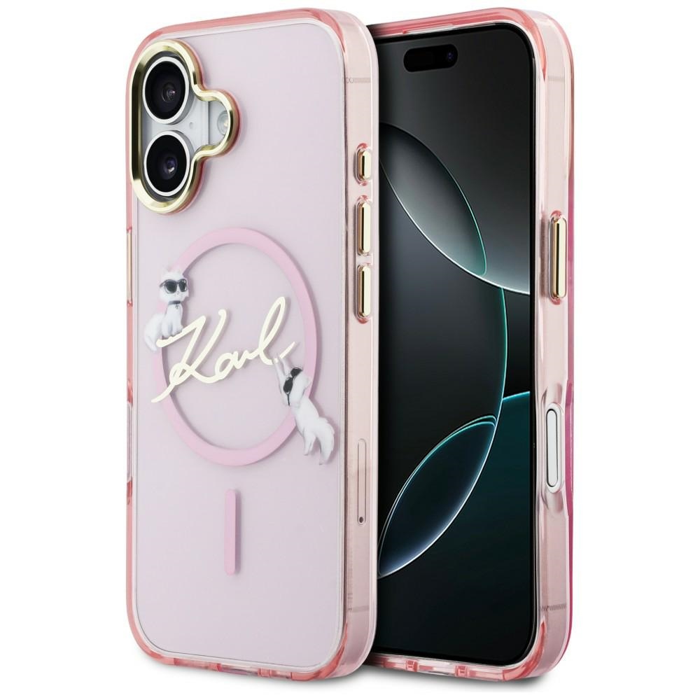 Karl Lagerfeld IML Choupettes Karl Script Logo MagSafe iPhone 17 Dėklas - rožinis
