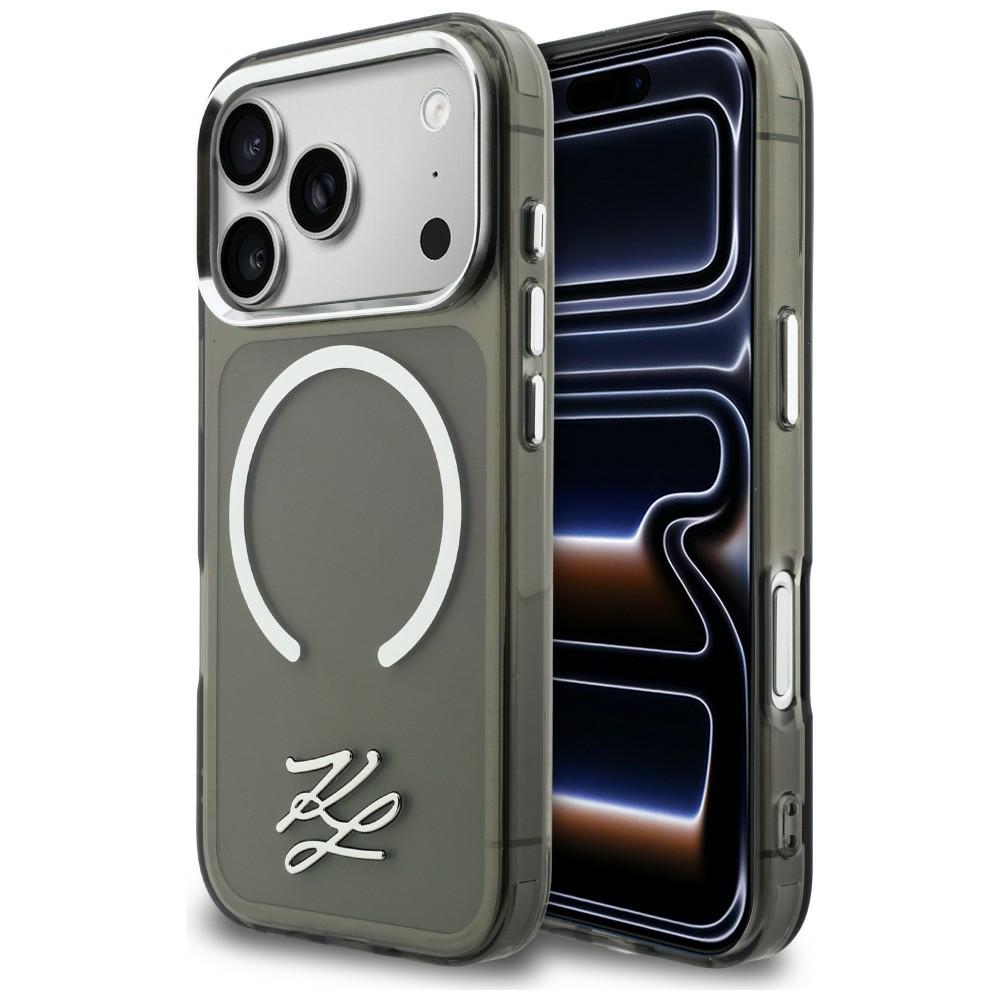 Karl Lagerfeld IML KL Script Logo MagSafe Dėklas for iPhone 17 Pro - juodas