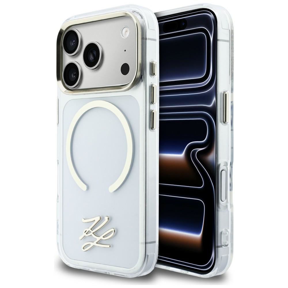 Karl Lagerfeld IML KL Script Logo MagSafe Dėklas for iPhone 17 Pro Max - Clear