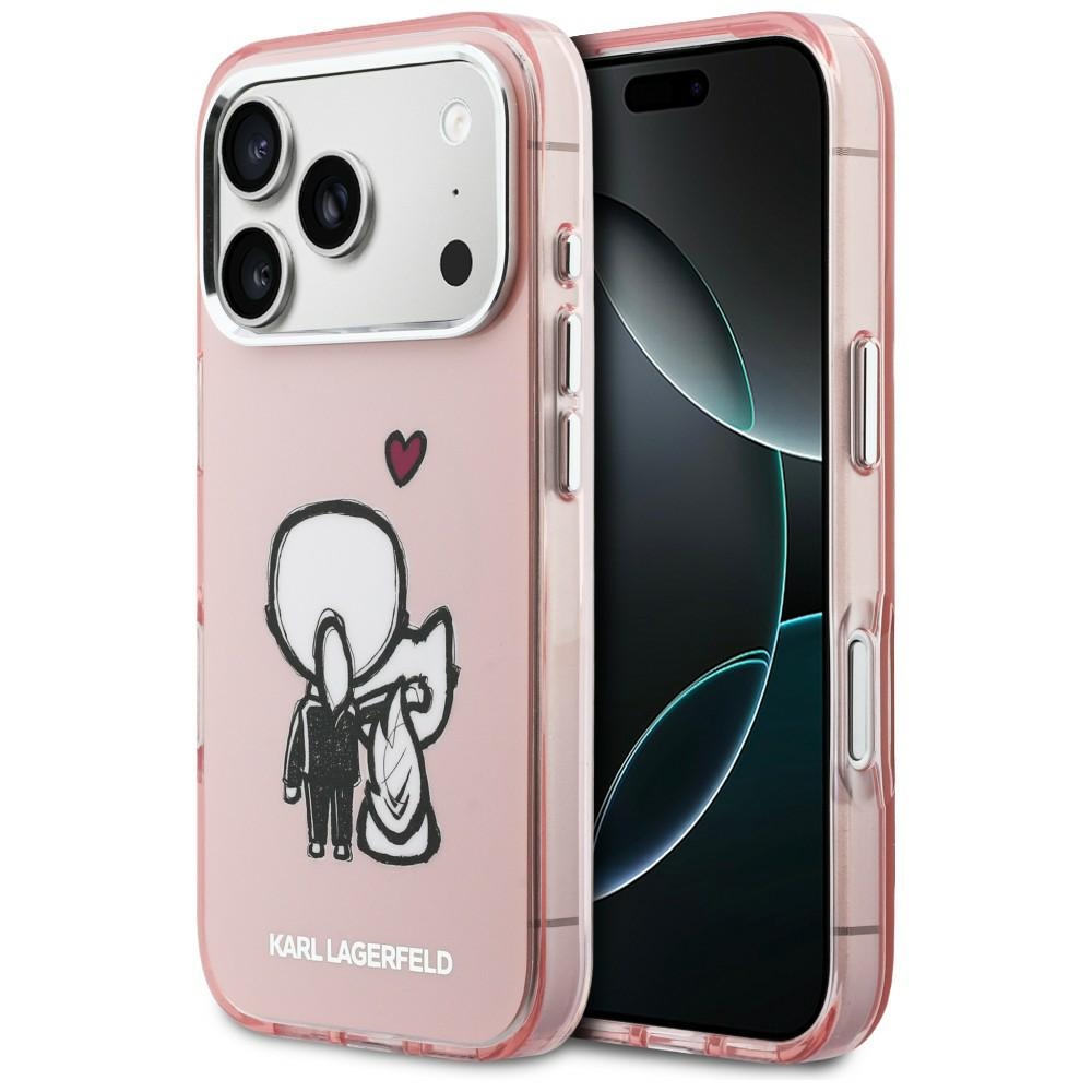 Karl Lagerfeld Karl & Choupette Back MagSafe Dėklas for iPhone 17 Pro Max - rožinis