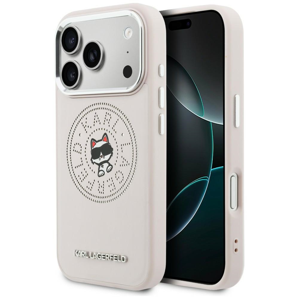 Karl Lagerfeld Point & Choupette Sketch MagSafe Dėklas for iPhone 17 Pro Max - rožinis