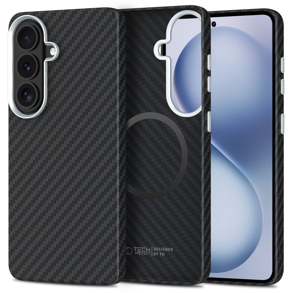 Tech-Protect Ion Carbon MagSafe Dėklas for Samsung Galaxy S26 - juodas and sidabrinis