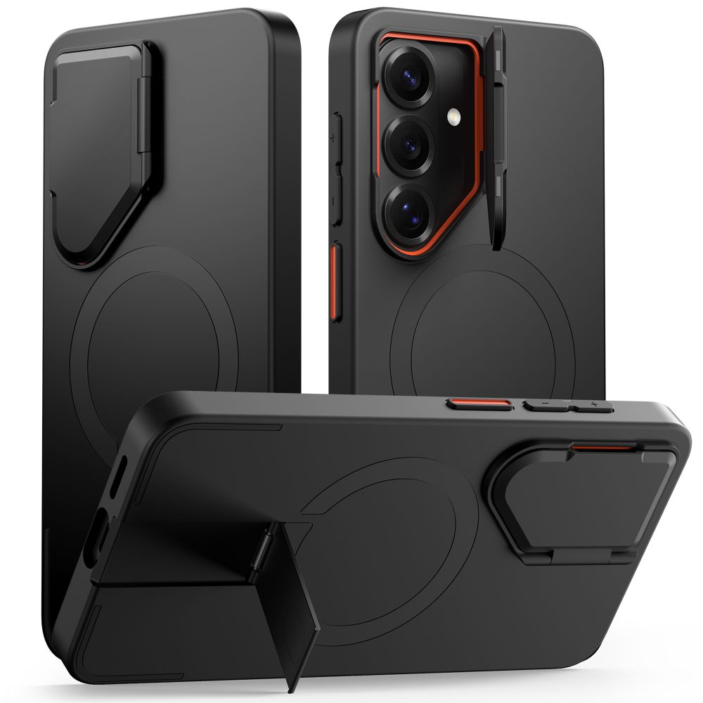 Tech-Protect Kevlar Aura MagSafe Dėklas for Samsung Galaxy S26 - juodas and oranžinis