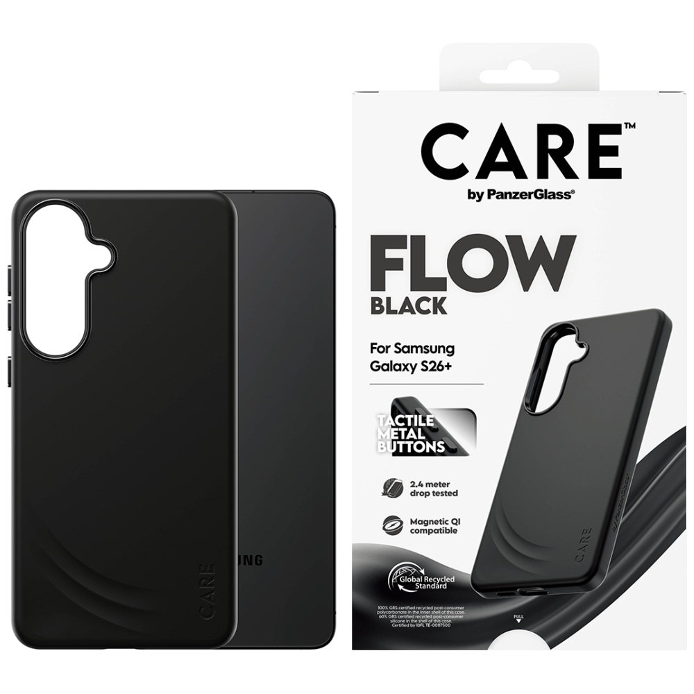CARE by PanzerGlass Flow juodas Qi dėklas Samsung Galaxy S26+ - juodas