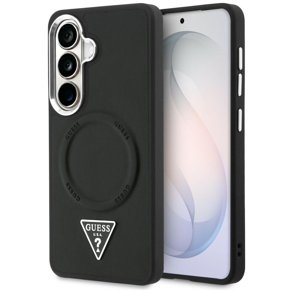 Guess dėklas Embossed Ring Triangle Logo MagSafe skirtas Samsung Galaxy S26 juodas