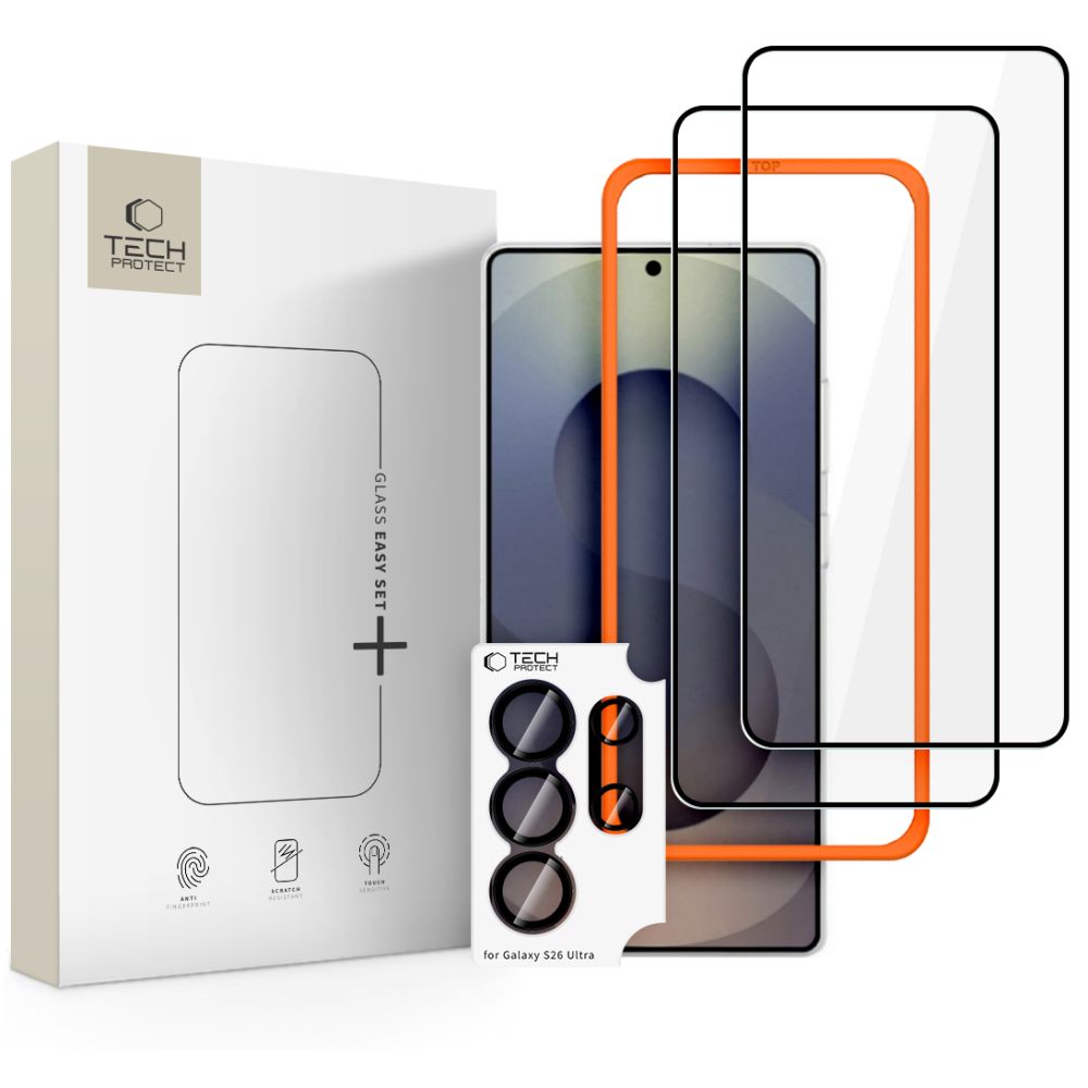 Tech-Protect Easy Set+ 3 vnt. grūdintas stikliukas Galaxy S26 Ultra juodas