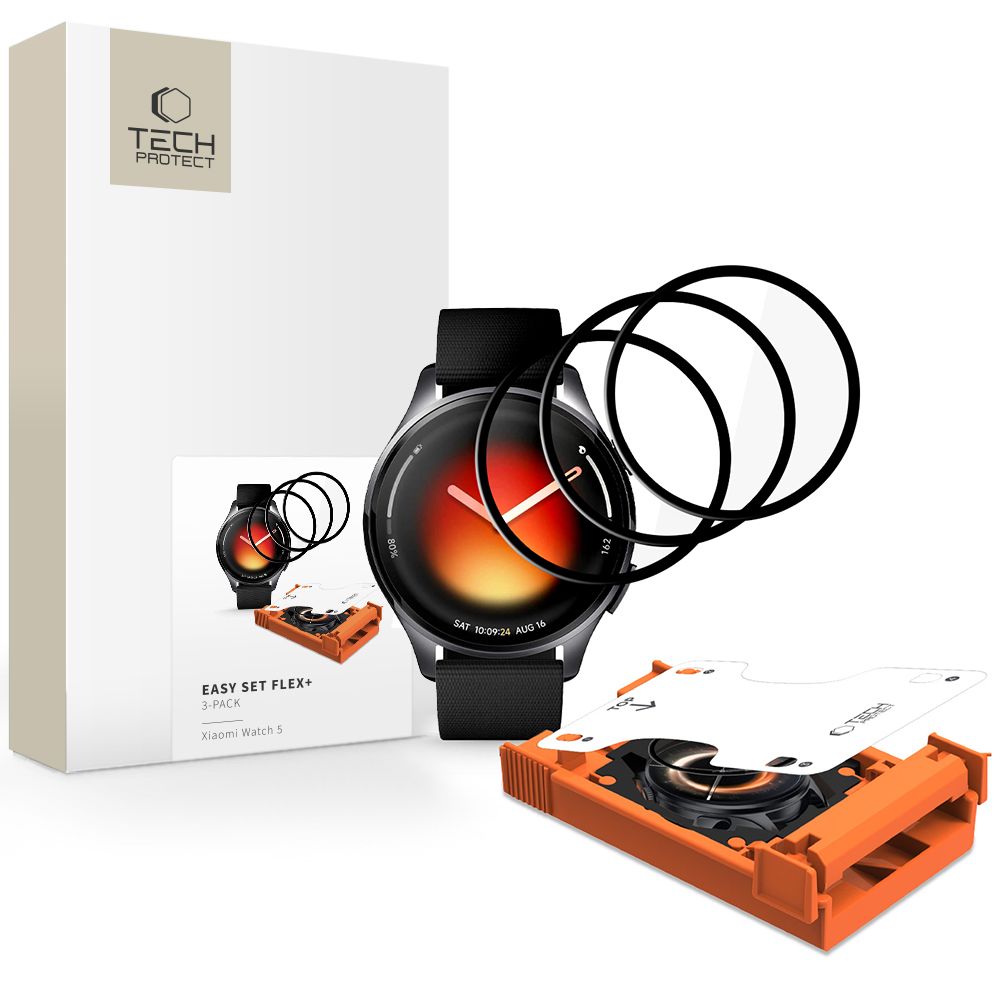 Tech-Protect Easy Set Flex+ 3 шт. гибридное стекло Xiaomi Watch 5 - черный