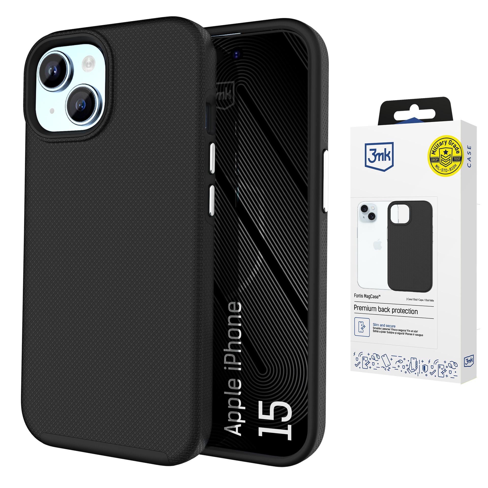 3mk Fortis MagCase dėklas, skirtas iPhone 15, juodas