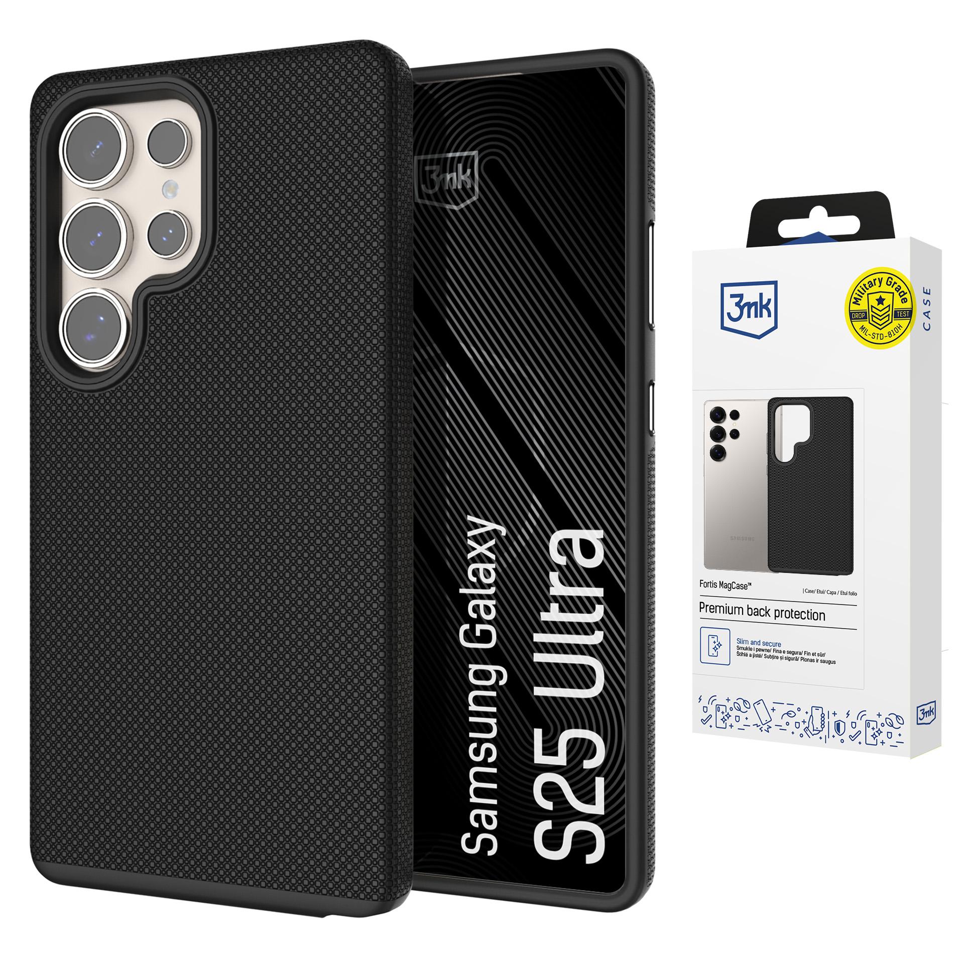 3mk Fortis MagCase dėklas, skirtas Samsung Galaxy S25 Ultra, juodas