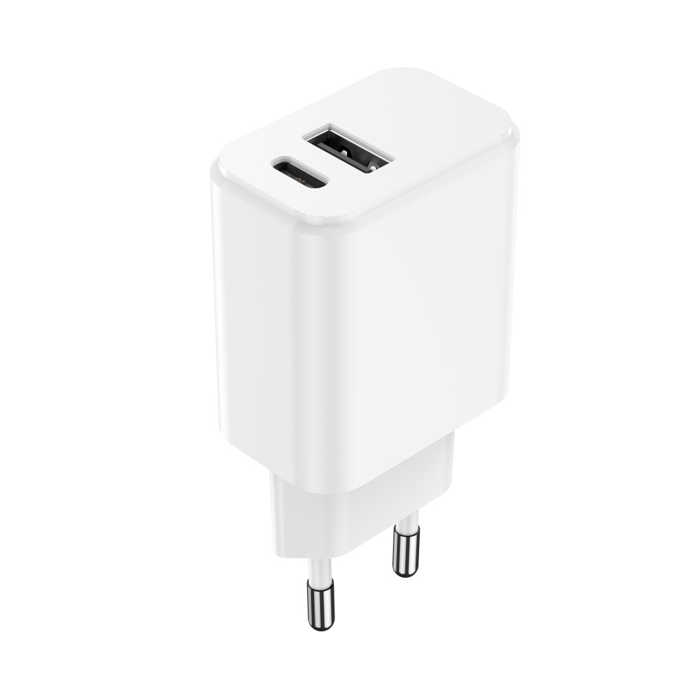 "Setty" įkroviklis 1x USB + USB-C 3A 20W, baltas