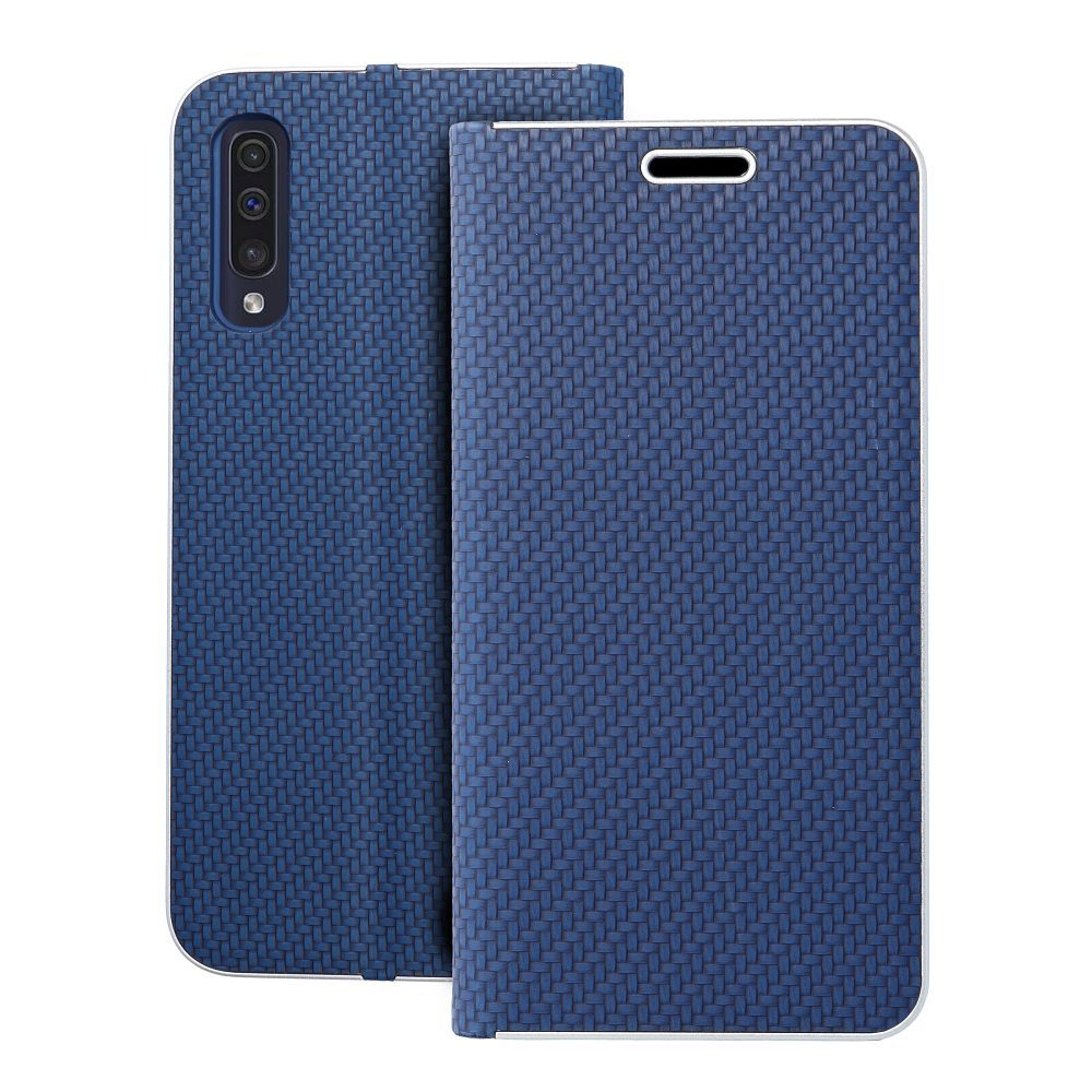 Dėklas telefonui LUNA Book Carbon SAMSUNG A50 mėlynas