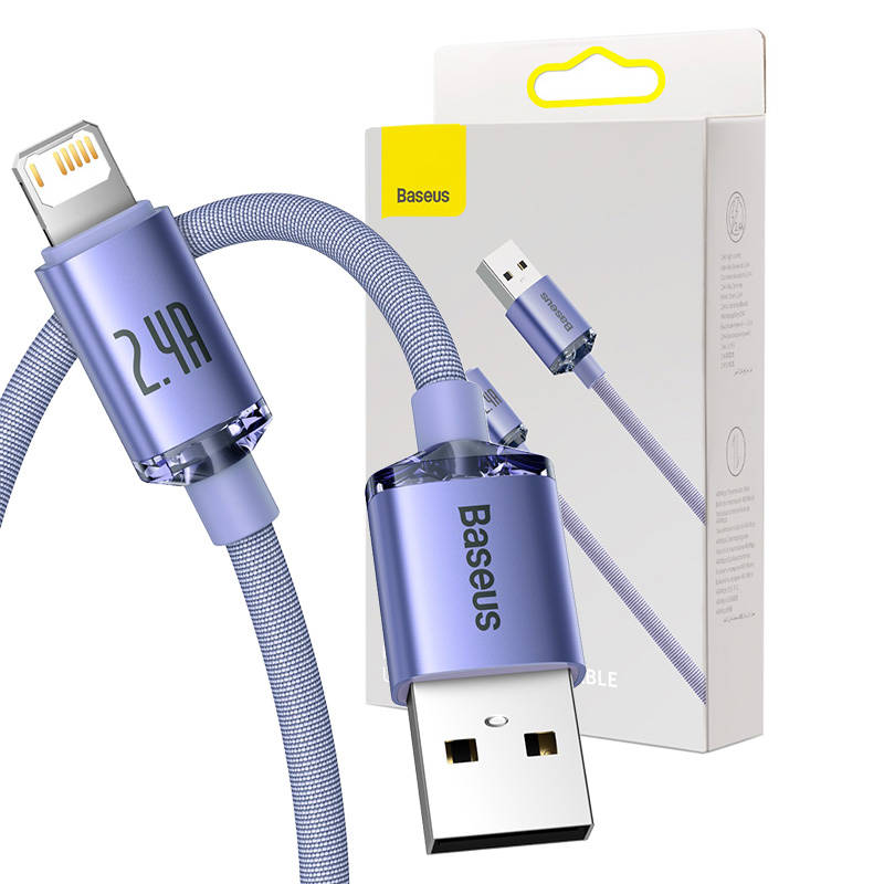 Baseus kabelis Crystal Shine USB - Lightning 2,0 m 2,4A violetinis