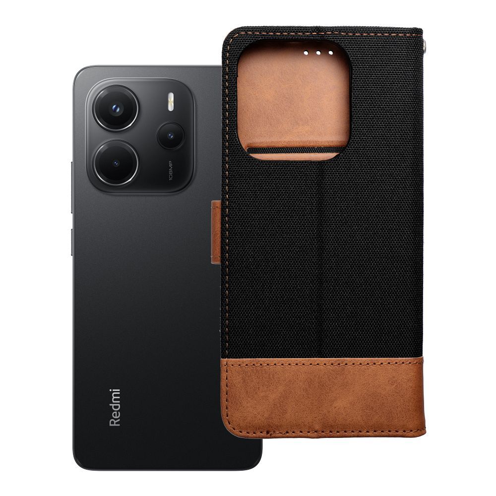 Dėklas telefonui JEANS Book skirtas Xiaomi Redmi Note 14 4G (GLOBAL - 163,25mm x 76,55mm x 8,16mm) - juodas
