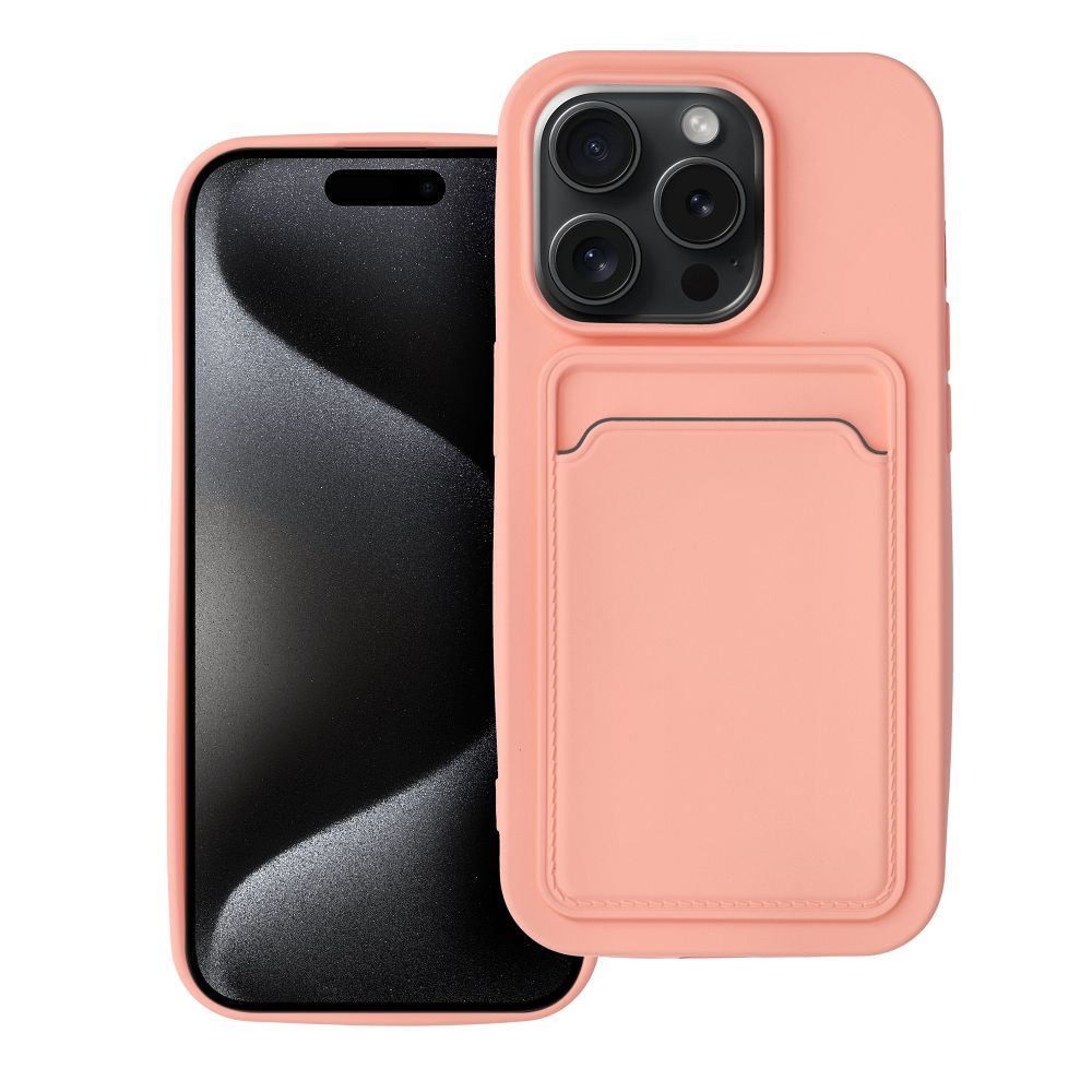 Kortelių dėklas telefonui IPHONE 15 Pro rožinis