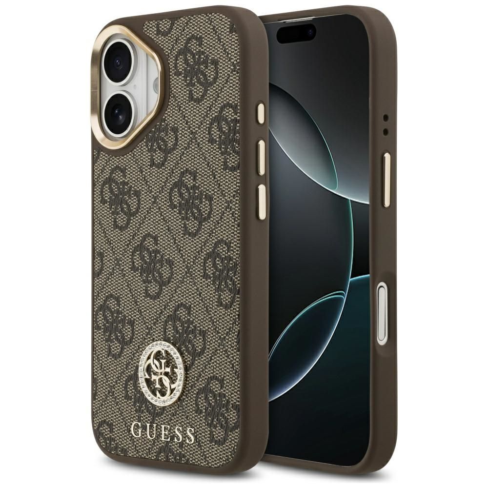 Guess 4G Strass Logo MagSafe dėklas telefonui iPhone 17 - rudas