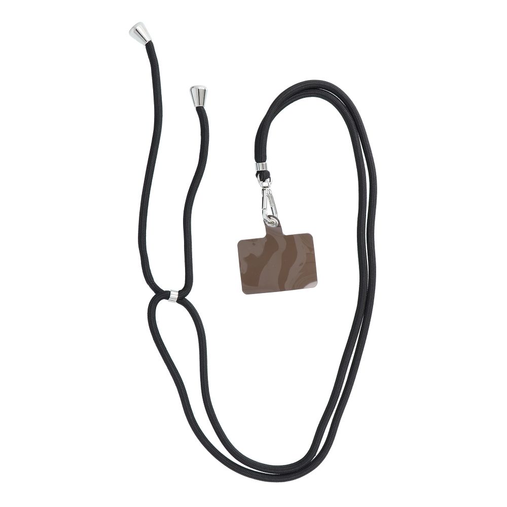 SWING (6mm) telefono dirželis, telefono pakabukas su reguliuojamu ilgiu / virvelės ilgis 165 cm (maks. 82,5 cm kilpoje) / ant peties arba kaklo – juodas