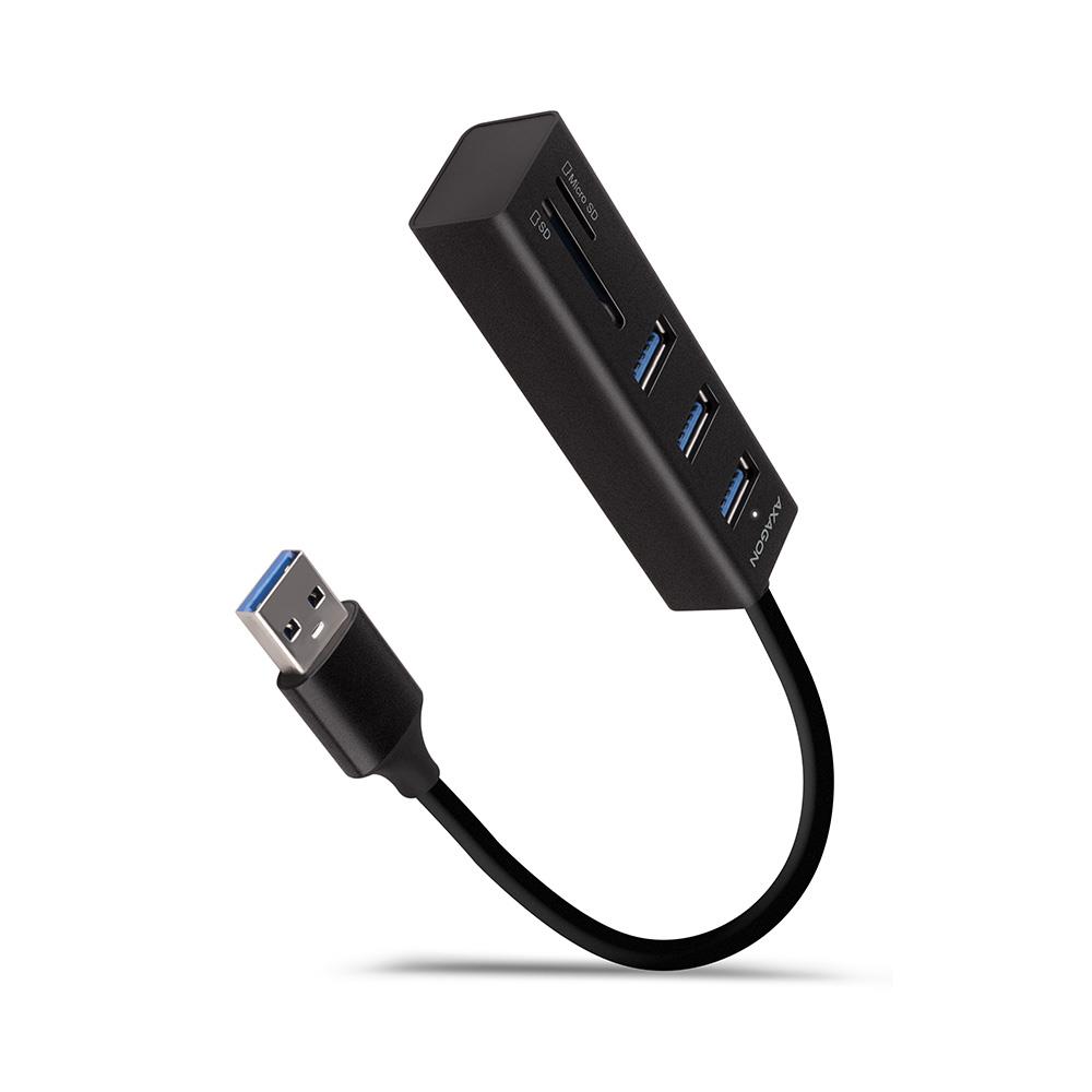 USB3.2 šakotuvas 3 prievadų SD MicroSD 0.2m HMA-CR3A Axagon