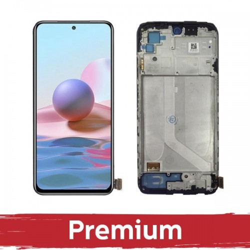 Ekranas skirtas Xiaomi Redmi 10 (2021) juodas su rėmeliu OEM