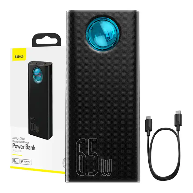 Išorinė baterija Power Bank Baseus Amblight 65W 30000mAh juoda PPLG000101