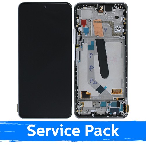 LCD ekranas Xiaomi Poco F3 (Mi 11X / Mi 11i) su rėmeliu / arktinė balta / (Service Pack)