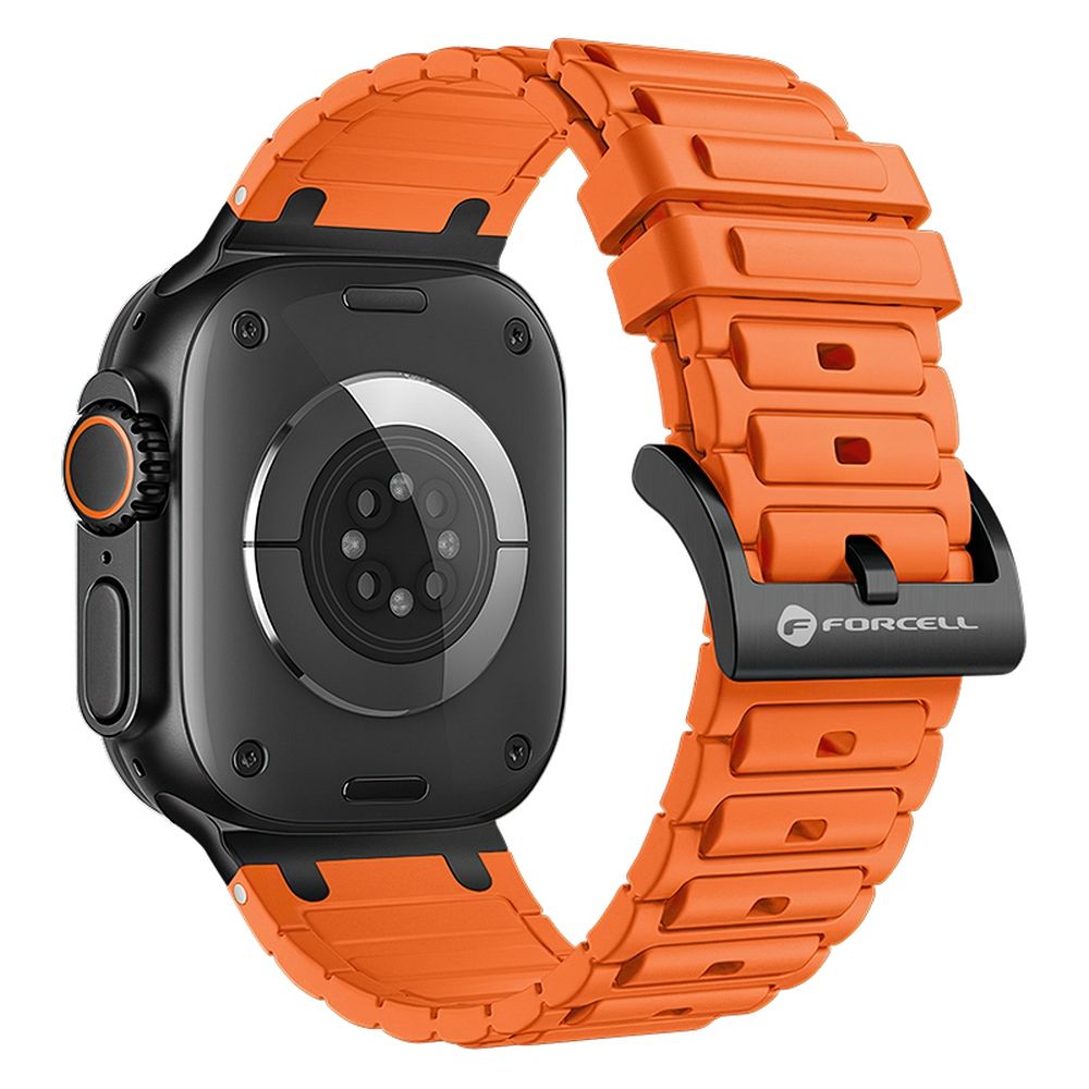 FORCELL F-DESIGN FA06 silikoninis dirželis APPLE laikrodžiui 42 / 44 / 45 / 49 mm oranžinis