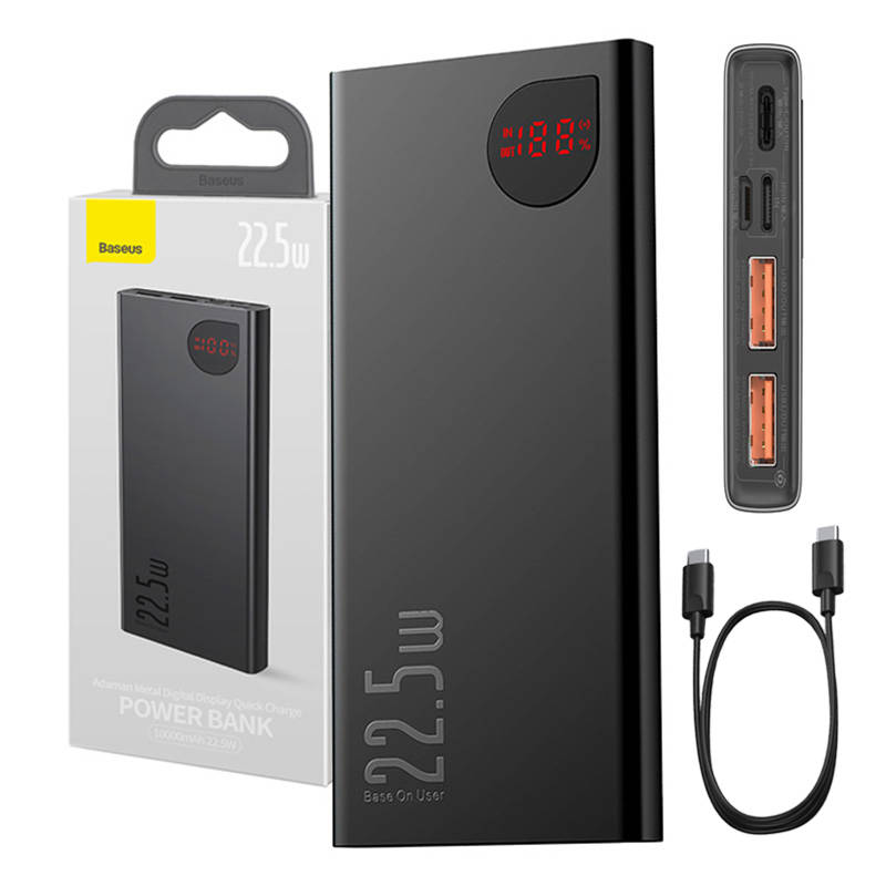 Išorinė baterija Power Bank Baseus Adaman 22.5W 10000mAh juoda PPAD070001